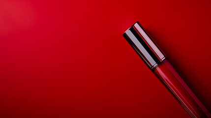 Naklejka premium A red lipstick on a red background