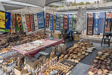 ethnic handcraft on sale at street market on Independence ave, Windohek, Namibia