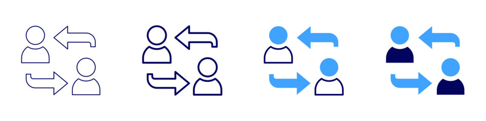 Teamwork insights icon in 4 different styles. Thin Line, Line, Bold, and Bold Line. Duotone style. Editable stroke