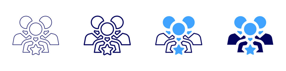 Teamwork instructions icon in 4 different styles. Thin Line, Line, Bold, and Bold Line. Duotone style. Editable stroke
