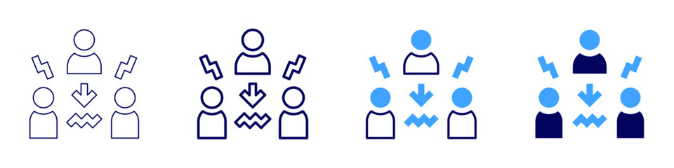 Teamwork perseverance icon in 4 different styles. Thin Line, Line, Bold, and Bold Line. Duotone style. Editable stroke