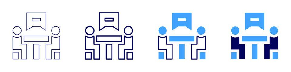 Teamwork planning icon in 4 different styles. Thin Line, Line, Bold, and Bold Line. Duotone style. Editable stroke