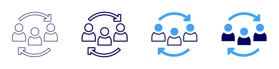 Teamwork procedures icon in 4 different styles. Thin Line, Line, Bold, and Bold Line. Duotone style. Editable stroke