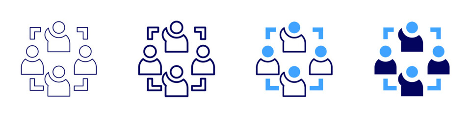 Teamwork support icon in 4 different styles. Thin Line, Line, Bold, and Bold Line. Duotone style. Editable stroke