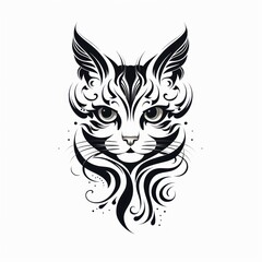 Obraz premium Cat tattoo flat illustration wildlife stencil panther.