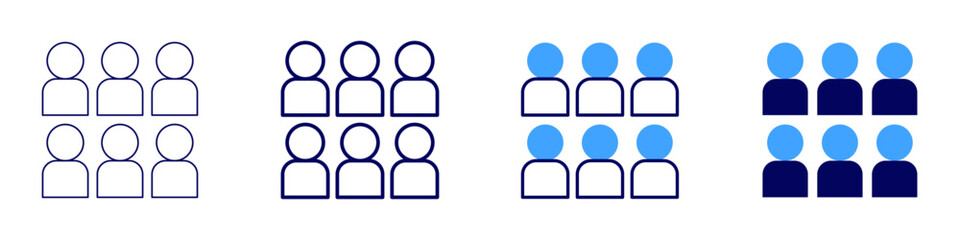 Teamwork training icon in 4 different styles. Thin Line, Line, Bold, and Bold Line. Duotone style. Editable stroke