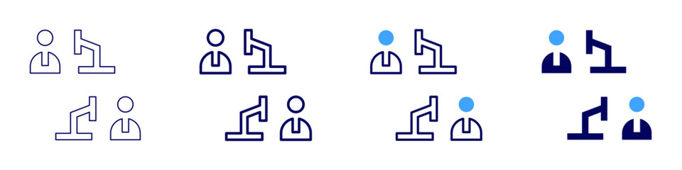 Teleworking icon in 4 different styles. Thin Line, Line, Bold, and Bold Line. Duotone style. Editable stroke