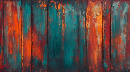 Obraz premium Rustic Teal Orange Wood Texture Background. AI Generated