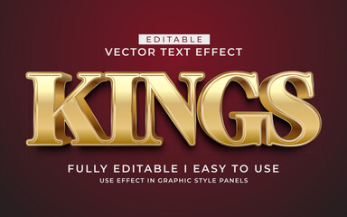 3d editable king gold text effect typography style template