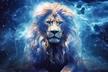 Fototapeta premium Lion Wild Animal Majestic Wilderness Surrealist