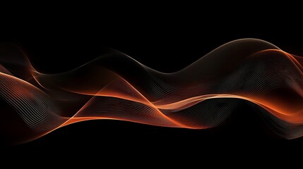 Abstract orange and black wavy lines on dark background.