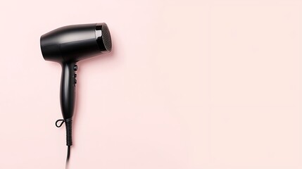 Black Hair Dryer on Pink Background