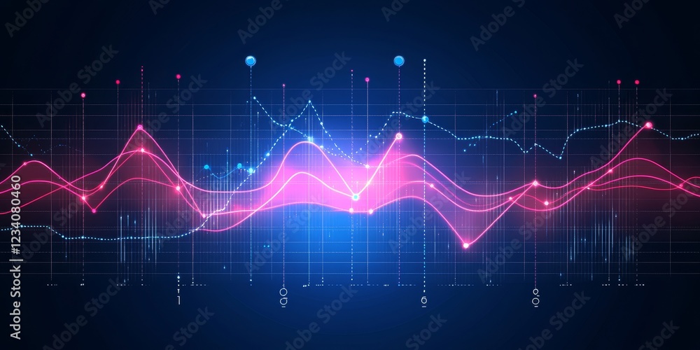 Poster dynamic glowing abstract chart, visualization of finance trading and data analytics background
