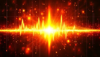 Obraz premium Glowing Heart Rate Wave, Medical Background, Abstract Technology, Red Color, Vector Art, EKG, Pulse