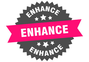 enhance. enhance round pink label isolated on transparent background