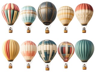 Obraz premium Colorful hot air balloons soaring over scenic landscape travel photography