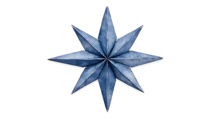 Obraz premium Blue Eight Pointed Paper Star on White Background