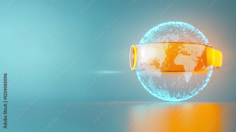 Poster futuristic globe technology concept with data display