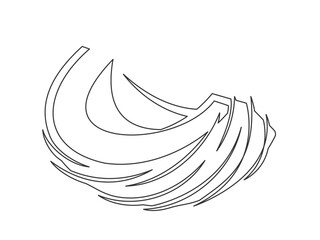 Half coconut line art isolated on white background. Simple vegetable silhouette. Hand drawn coconut outline. Editable stroke. Vector illustration