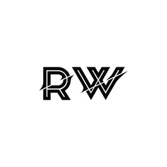 RW monogram logo design letter text name symbol monochrome logotype alphabet character simple logo