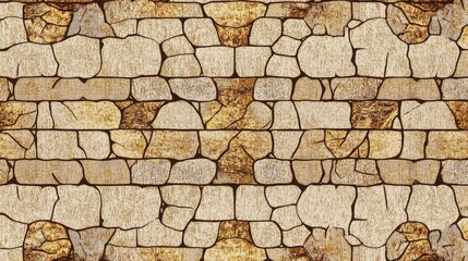 Obraz premium Closeup Weathered Beige and Brown Stone Wall Texture