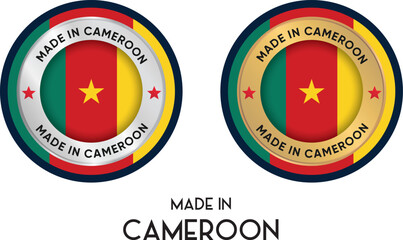 Made in Cameroon. Premium labels, stickers, pointer, badge and symbol of Cameroon flag icon. Collection vector illustration