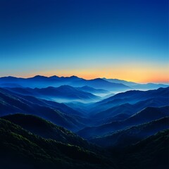 Fototapeta premium Blue Mountains Sunset Panorama