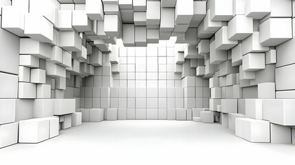 Abstract white cube room; architecture background