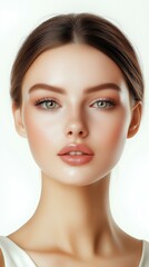 Obraz premium Portrait of a beautiful young woman with natural makeup and flawless skin.