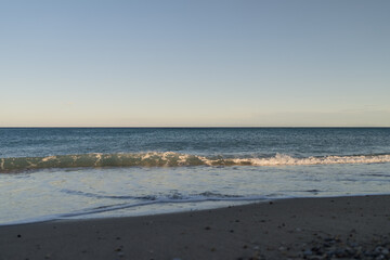 Antibes beach with sunset light