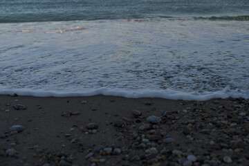 Antibes beach with sunset light