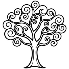 Ornate Swirling Tree Line Illustration