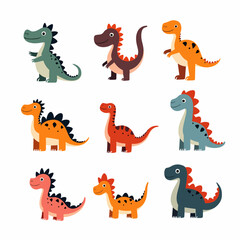 Dino animals cartoon sitting vector illustration