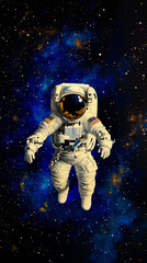 An astronaut floating in space with stars in the background