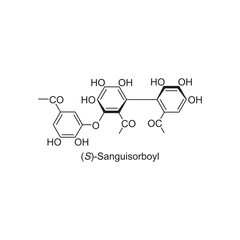 (S)-Sanguisorboyl skeletal structure.Tannin compound schematic illustration. Simple diagram, chemical structure.