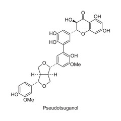 Pseudotsuganol skeletal structure.Lignan compound schematic illustration. Simple diagram, chemical structure.