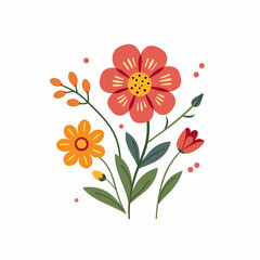 Set of different Vector flowers. Bright and colorful flower icons