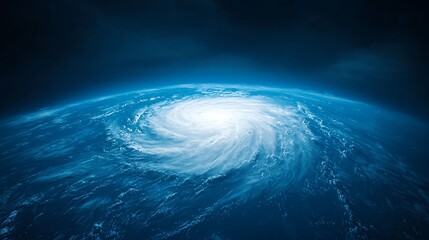 Blue Spiral Galaxy Over Dark Planet