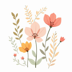 Set of flowers, set of vector flowers on a white background	