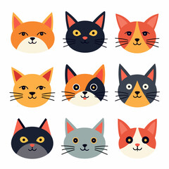 cats set, collection in doodle style isolated vector