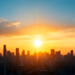Fototapeta premium Blurred City Skyline at Sunset