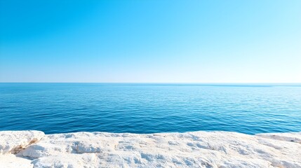 Bright Blue Ocean and White Coastline