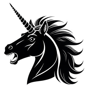 angry  unicorn  face icon silhouettes design vector illustration.