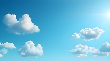 Naklejka premium Bright Blue Sky with Fluffy White Clouds