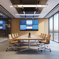 Bright airy home modern conference room contemporary high end office environment stylish meeting area