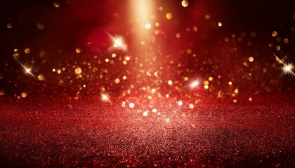 キラキラと豪華に光り輝く赤色の背景。コピースペースあり。AIで生成