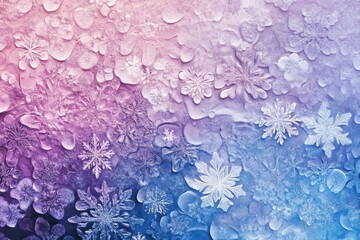 Frozen snowflakes in a gradient of purple and blue hues