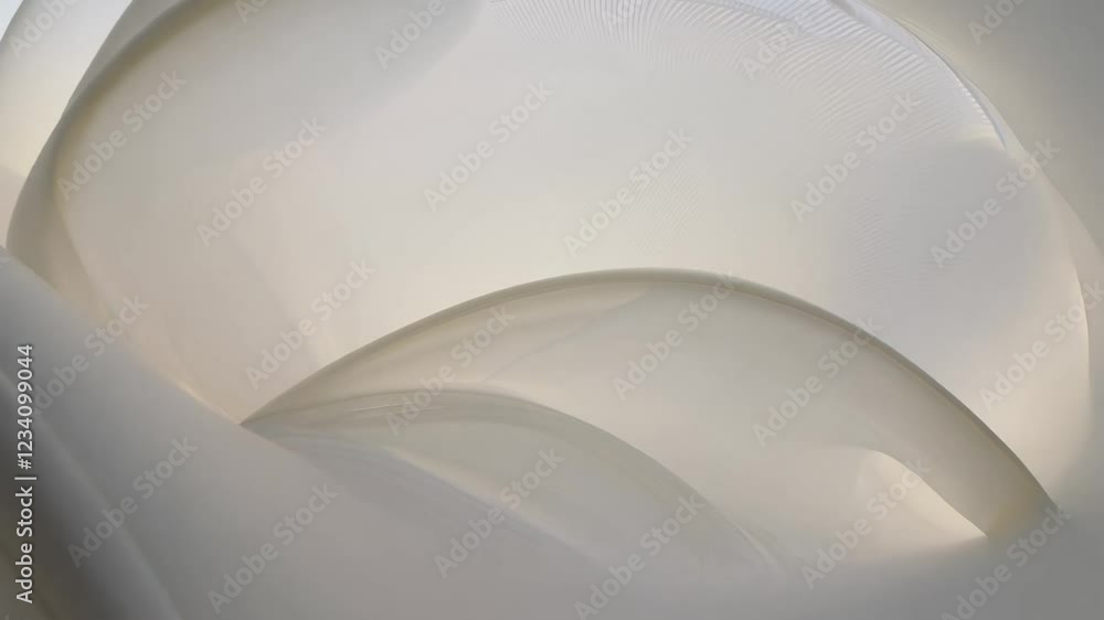 Poster tracking video backwards with diffused lighting establishing a series of gently undulating, transluc