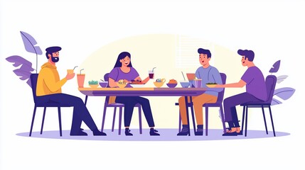 Friends Enjoying A Meal Together At A Restaurant