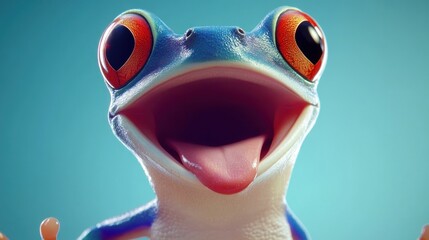 Joyful Red-Eyed Tree Frog Close-Up